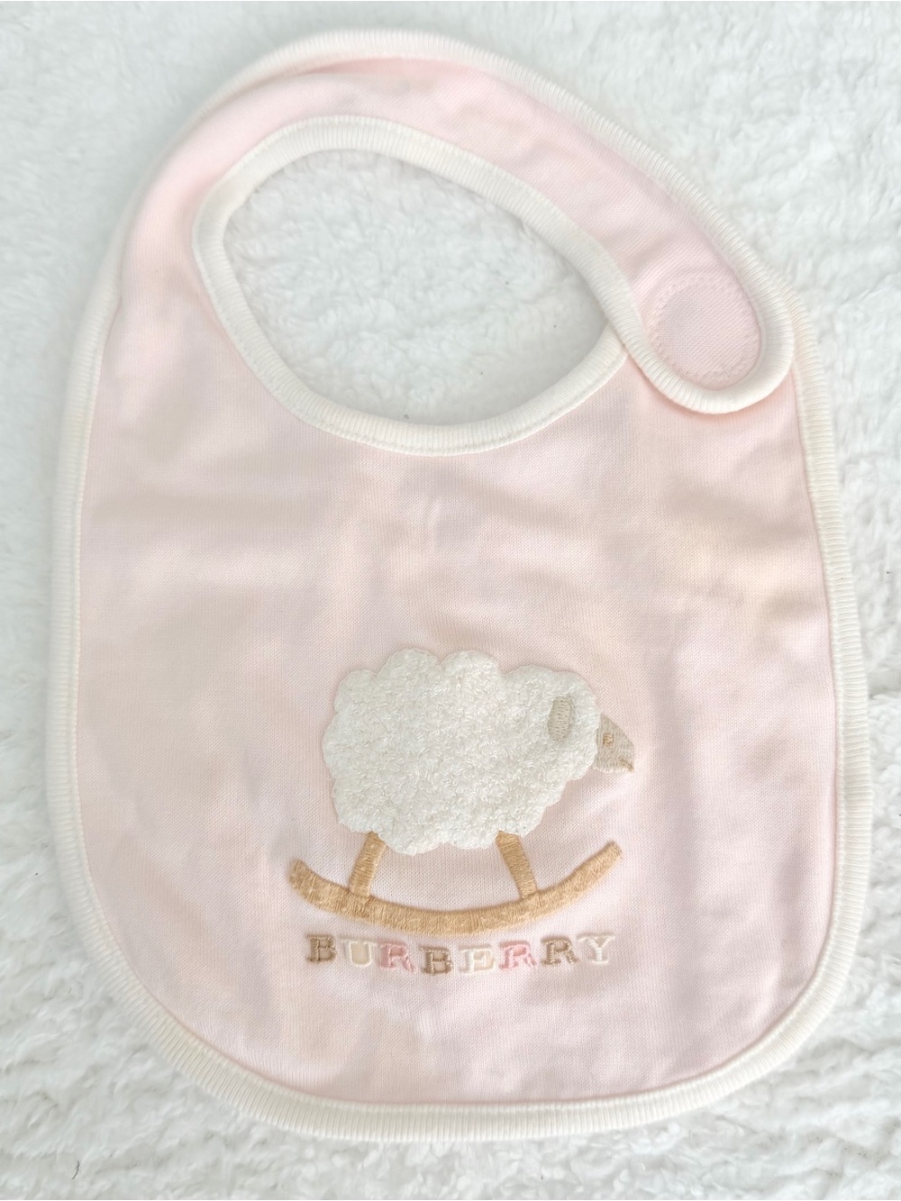 Burberry Baby Bib Infant Girl Unisex Sheep Nova Check Pink Cotton